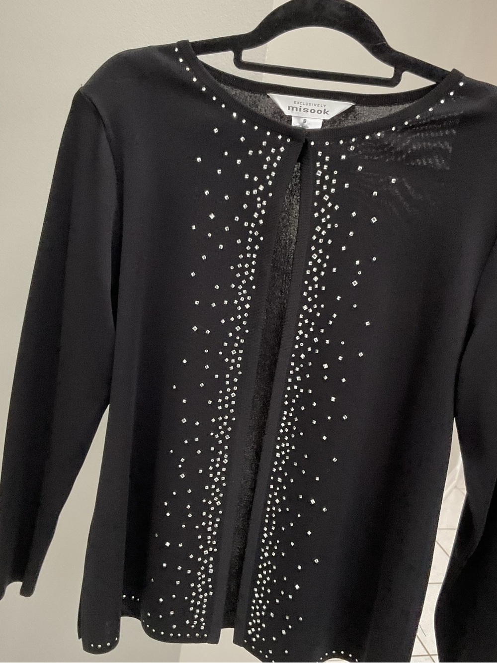 Misook Black Embellished Evening Top